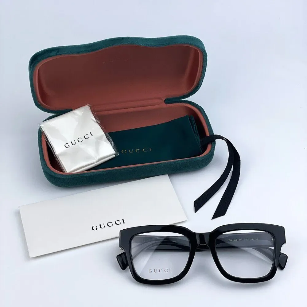 Gucci GG1138O 001 Black Square Men Eyeglasses BRAND NEW